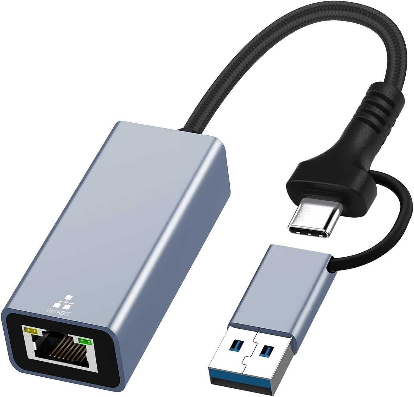 USB 3.0 to Ethernet Adapter, USB C to RJ45 Gigabit LAN 1000 Mbps Wired Network, Ethernet to Type-C Network Adapter