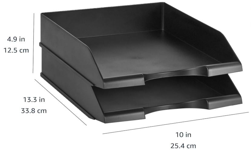 Stackable Office Letter Size Plastic Organizer Desk Tray, 13.3" x 10" x 2.5"