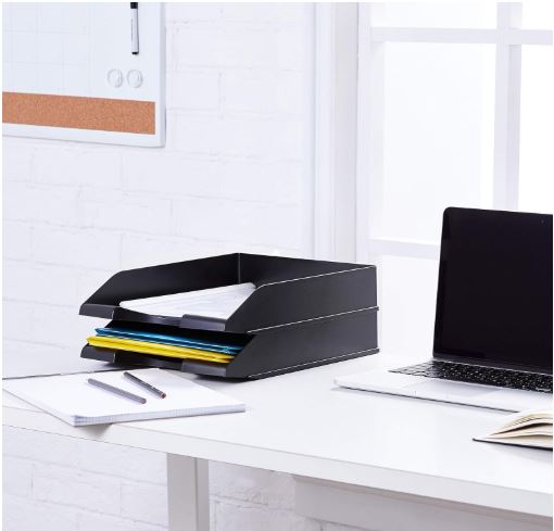 Stackable Office Letter Size Plastic Organizer Desk Tray, 13.3" x 10" x 2.5"