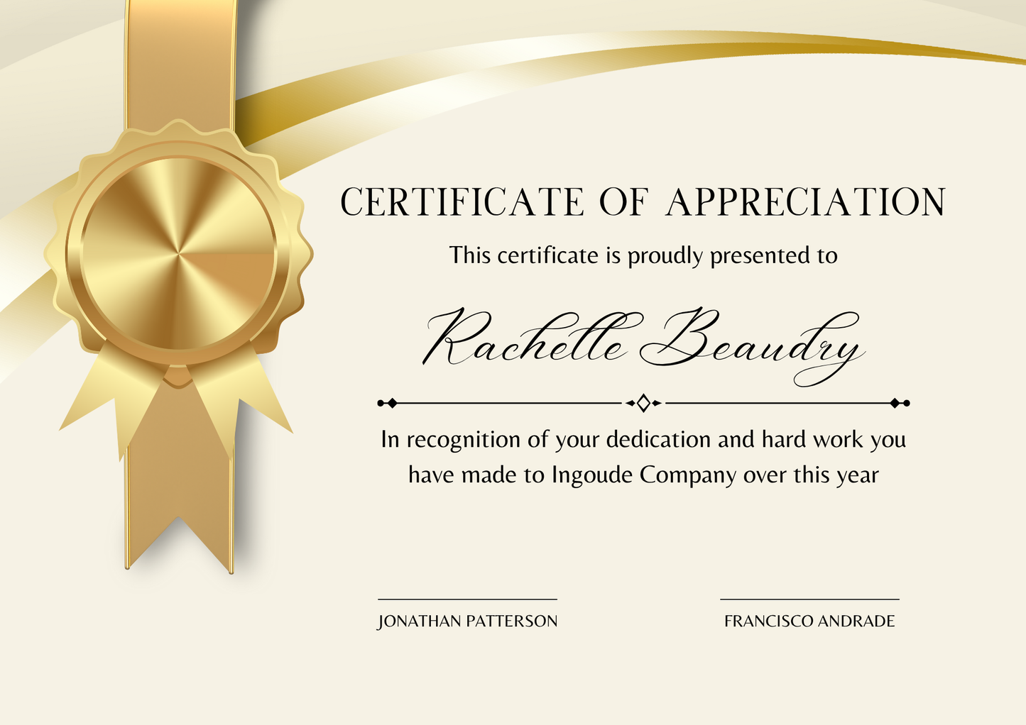 Certificate of Appreciation