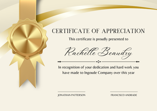 Certificate of Appreciation