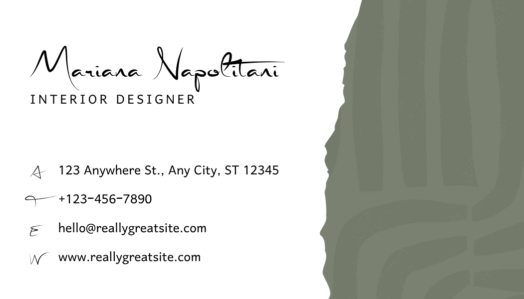 Green Minimalist Interior Designer Business Card