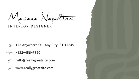 Green Minimalist Interior Designer Business Card