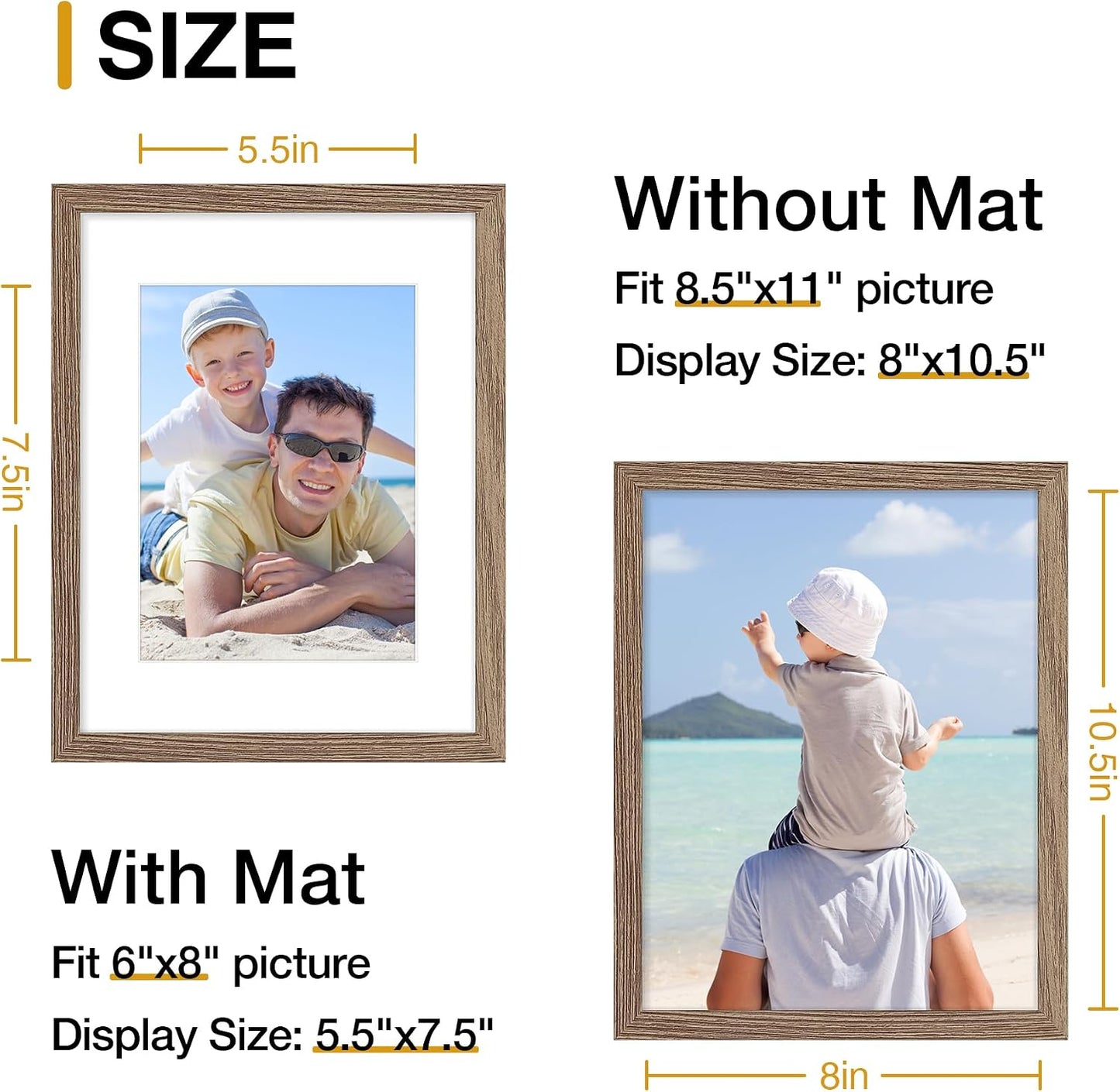 8.5x11 Picture Frame - Oak