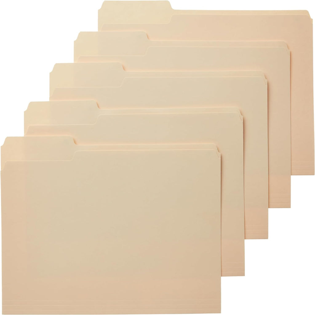 Amazon Basics File Folders with Tabs for Filing, 1/3-Cut Tab
