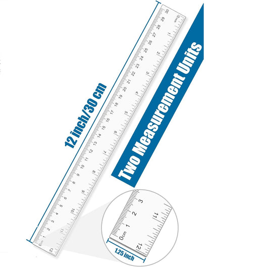 Clear Ruler 12 Inch Ideal Back to School Office Home Supplies