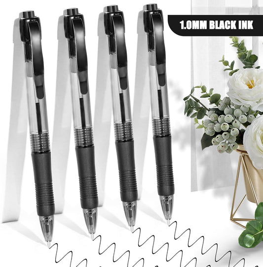 No Bleed Black Ink Click Pens with Soft Grip, Retractable Ballpoint Pens for Office School
