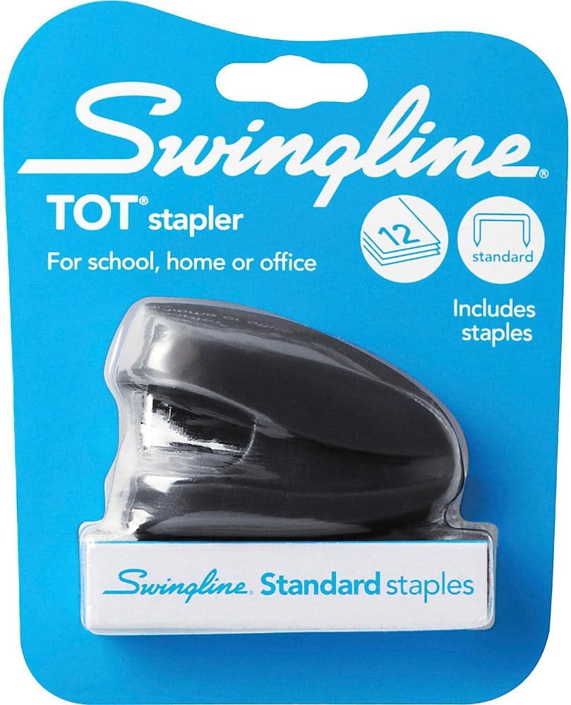 Swingline Tot Mini Stapler, 12 Sheet Capacity, Jam Free, includes 1000 Staples and Built-In Staple Remover