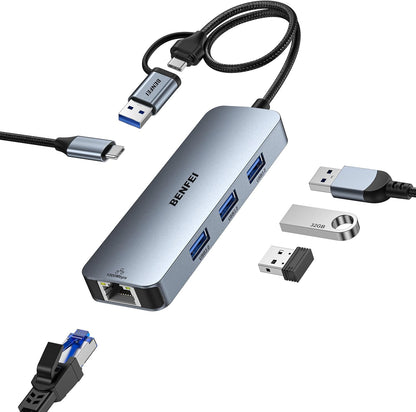 USB-C USB 3.0 to Gigabit Ethernet Adapter, 3-Port USB