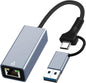 USB 3.0 to Ethernet Adapter, USB C to RJ45 Gigabit LAN 1000 Mbps Wired Network, Ethernet to Type-C  Network Adapter