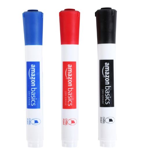 Amazon Basics Dry Erase Marker For Whiteboards, Chisel Tip, Low-Odor