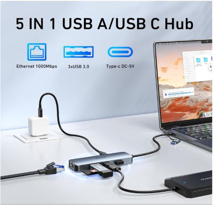 USB-C USB 3.0 to Gigabit Ethernet Adapter, 3-Port USB