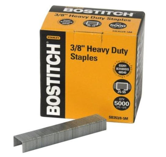Bostitch Office Heavy Duty Premium Staples, 0.375 Inch Leg, 5,000 Per Box