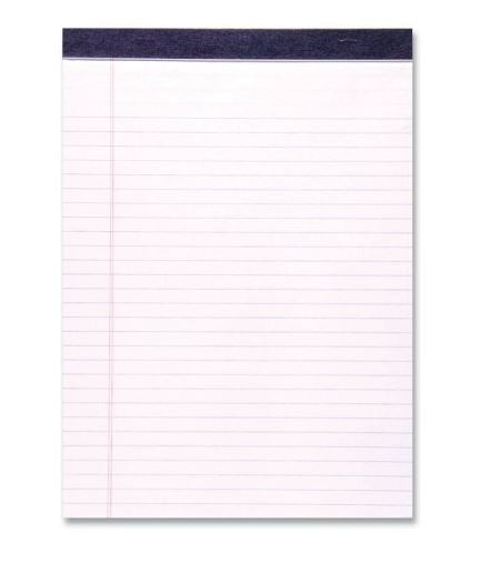 Legal Pad 8.5 x 11 Basic Note Pad, Wide Ruled Writing Pad