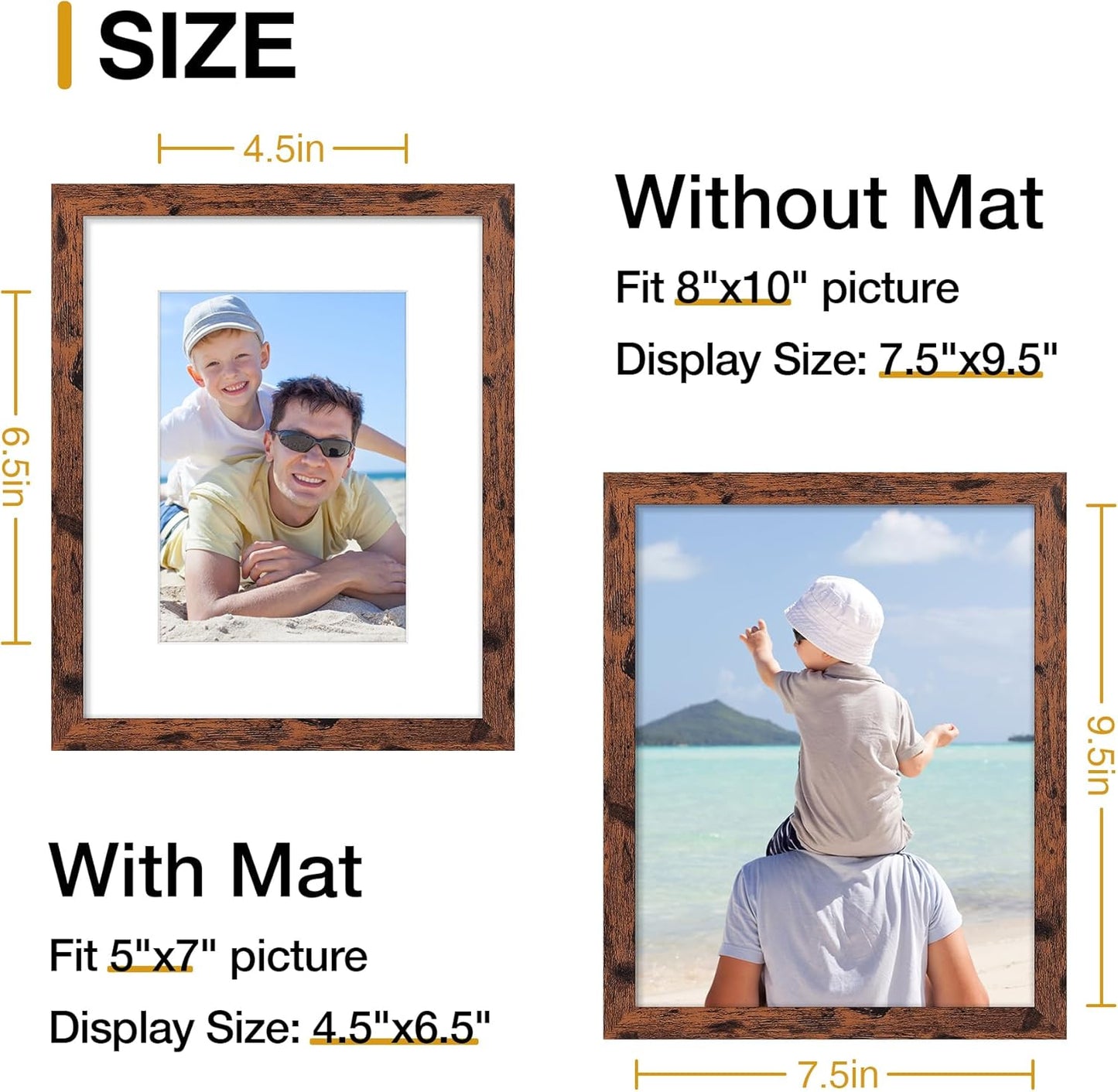 8x10 Picture Frame - Distressed Brown